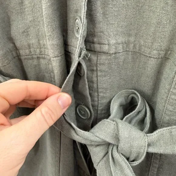 Abercrombie & Fitch Linen Blend Belted Utility Jumpsuit in Green | Large - Picture 7 of 9